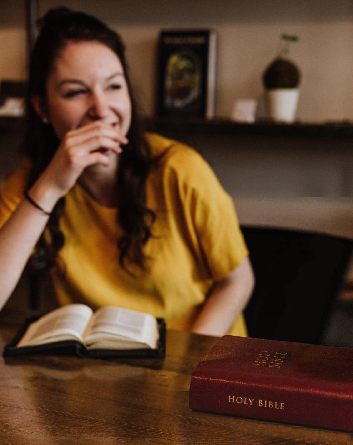 Female student with open Bible